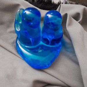 Vintage Leo Ward Glass Bluebird of Happiness Heart signed paper weight